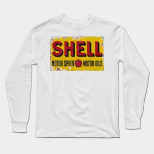 Old Shel* Vintage Enamel Sign Long Sleeve T-Shirt